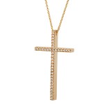 Γυναικείος Σταυρός Με αλυσίδα , Χρυσός 18κ Με Διαμάντια